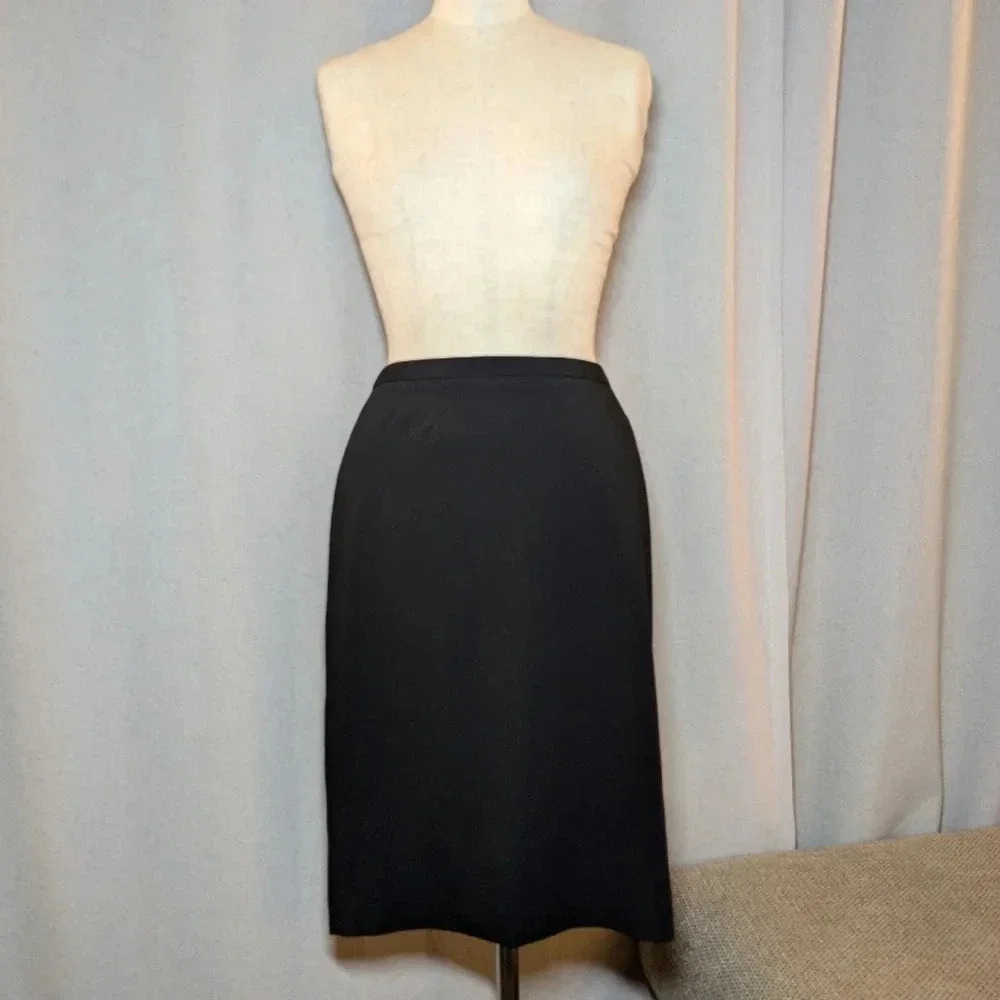 NEW Jean Paul Gaultier Black Wool Pencil Skirt Vintage Silk Lining Size 10